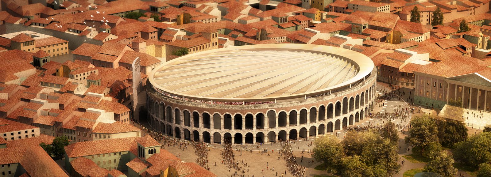Nóc nhà mở ra khép lại được cho hí trường Verona (Ý)